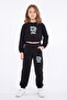 Girl's Crew Neck Short Cut Printed Double Pocket Tracksuit Set - 5