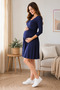 Maternity & Postpartum 4/3 Sleeve Dress with Breastfeeding Feature - 2