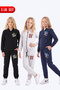 3-Piece Girls' Printed Zippered Hooded Double Pocket Tracksuit Set