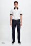 Men's Navy Blue Cotton Slim Fit Slim-Fit 5-Pocket Stretch Casual Trousers - 4