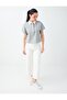 Gray Melange Shirt Collar Drop Shoulder Modal Blouse - 2
