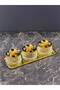 3-Piece Gold Dilvian Crystal Glass Snack Bowl – Nuts and Dessert Serving Set with Butterfly Lid Tray - 7 Pieces - 3