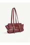 Yennefer Burgundy Belt Buckle Detailed Rectangular Baguette Handbag & Shoulder Bag - 4
