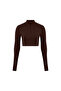 Women's Long Sleeve Finger Detail Half Zip Crop Top - 1980