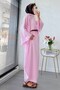 Premium Shawl Collar Shalwar Cut Linen Trousers Set - Pink - 7