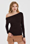 Women's Brown Boat Neck Slim Fit Finger-Loop Ultra Soft Flexible Lycra Cotton Basic Body&Blouse - 8