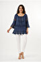Women's Floral Embroidered Sequined Silk Fabric Blouse - 4