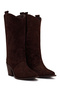 Women's Brown Thick Heeled Suede Leather Boots Wf190066Ds - 2