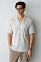 Short Sleeve Regular Fit Apaş Collar Patterned 100% Cotton Shirt - 5