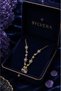 V Model Luxury Steel Necklace with White Stone Ivy Bow Figure (Gold Color) - 3