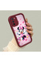 Oppo A16 Compatible Case Camera Protector Minnie Pattern Maroon Lover Couple Silicone Phone Case - 3