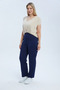 Women's High Waist Carrot Cut Stretch Fabric Pants - Navy 6XL - 2
