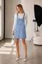 Women's Mini Denim Salopet Dress with Kangaroo Pockets and Adjustable Straps - 2
