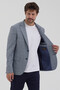 Sanabri Men's Navy Blue-Grey Polyviscon Fabric Slim Fit Mono Collar Sports Blazer Jacket - 7
