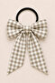 Gingham Tail Bow Ribbon Hair Clip Strong Elastic Hair Clip Set of 2 - 3
