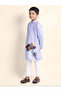 Boys Purple Cotton Kurta with Printed Design - 5