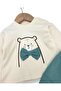 Baby Boy Set with Bow Tie and Teddy Bear Embroidery, 2-Piece Sweatshirt Set for 3-6-9-12 Months - 5