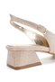 Women's Gold Glittery Open Back Short Thick Heeled Comfortable Evening Dress Stiletto - 7
