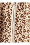 Beige Stand Collar Patterned Girls' Cardigan - 2