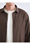 Xside Brown Regular Fit Long Sleeve Linen Look Men's Shirt - 5