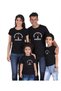 Family Matching Cotton Black T-Shirt Set - Mom, Dad, and Child Matching Set with Indicator Design