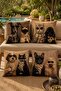 Set of 4 Throw Pillow Covers with Cat and Dog Patterns in Coffee Shades - 2