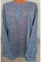 Er Clothing Paper Print Combed Cotton Blouse Long-Sleeve O-Neck 3 Buttons Flower - 5