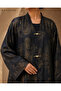 Luxury Black & Gold Floral Jacquard Abaya with Elegant Gold Clasps - 2