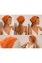 Betty Bands Women's Orange 3D Floral Appliqué Tulle Triangle Bandana Satin Ribbed Tie-Back Scarf Shawl Hair Accessory - 3