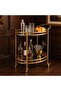2-Tier Rolling Serving Cart with Glass Shelves, Metal Beverage Cart on Wheels, Modern Mobile Kitchen Trolley with Handle, Space-Saving Storage Cart for Kitchen, Dining Room, Living Room - 4