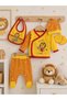 Baby 5-Piece Double Breasted Bodysuit Set with Booties, under Hat, Gloves, Bib, Newborn Fan Hospital Discharge Set - 2