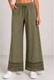 Women's Khaki Cotton Linen Cuffed Trousers Lace-Up Loose Elastic Waist Lace-Up Bohemian Pinterest - 5