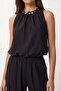 Bead Detailed Woven Top and Bottom Set Lby0065 Black - 5