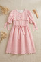 Girl's Sleeve Tie-Up Cotton Scallop Birthday and Wedding Dress - 3