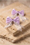 Girl's Tulle Bow Elastic Buckle Lilac - 2