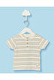 Infant Boys Cream Striped Henley T-Shirt