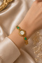 Vinos Vintage Kadın Kol Saati – Gold Green Stone Detailed Minimal Elegant Classic Women's Watch - 7