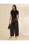 Women Black Striped Wide Leg Trousers - 5