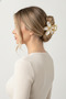 Large Size Hair Clip with Yellow Frame and Transparent White Floral Design - 3