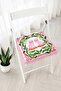 Pink Monkey Figured Leaf Frame Patterned Fringed Zippered Chair Cushion - Tasseled Kitchen Decoration - 2