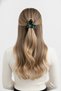 Shiny Dark Green Flower Motif Stone Detailed Hair Clip Claw Clip Women's Accessory - 2