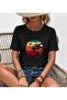 Women's Short Sleeve Palm Printed Viscose Blouse