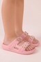 Girl's Pink Charmlı Figured Eva Slippers with Double Straps and Soft Sole Beach Slippers - 3