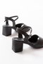 Zri̇n-13 Premium Black Daily Thick Heeled Women's Sandals 7 cm - 7