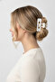 Patterned White Rectangular Hair Clip Set 2 Pieces Women's Accessory - 3