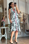 White Self-Patterned Midi Shirt Dress - 4
