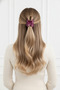 Purple Floral Stone Detailed Large Size Hair Clip with Latch Clip - 2
