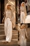 Ibeeka - bohemian chic cinnamon brown sequin detail knit poncho - 3