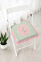 Daisy Embroidery Detailed Gingham Patterned Fringed Zippered Chair Cushion - Patchwork Tasseled Zippered Cushion