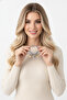 Stylish Design Bead and Ribbon Detailed Gray Flexible Hair Tie Elastic - 4